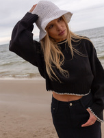 Hurtownia Czarny damski sweter dzianinowy oversize