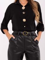 Czarne spodnie z ekoskóry z nogawką 7/8 RUE PARIS 