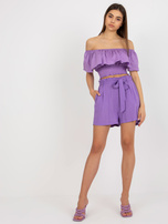 Hurt Fioletowe szorty casualowe z wiskozy FRESH MADE