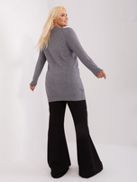 Dunkelgrauer Damen-Plus-Size-Cardigan mit Taschen.