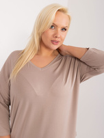 Hurtowna Ciemnobeżowa bluzka plus size z wiskozy