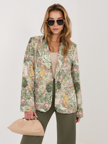 Zielona elegancka marynarka z printem 