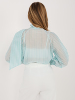 Miętowa elegancka koszula z bufiastym rękawem