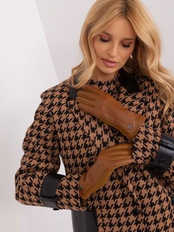 Hurt Light brown smooth gloves with eco leather.