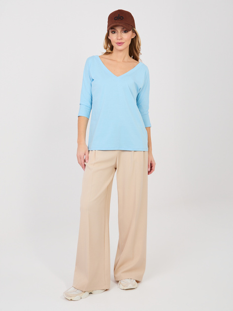 Pastelowa niebieska bluzka basic z bawełny RUE PARIS