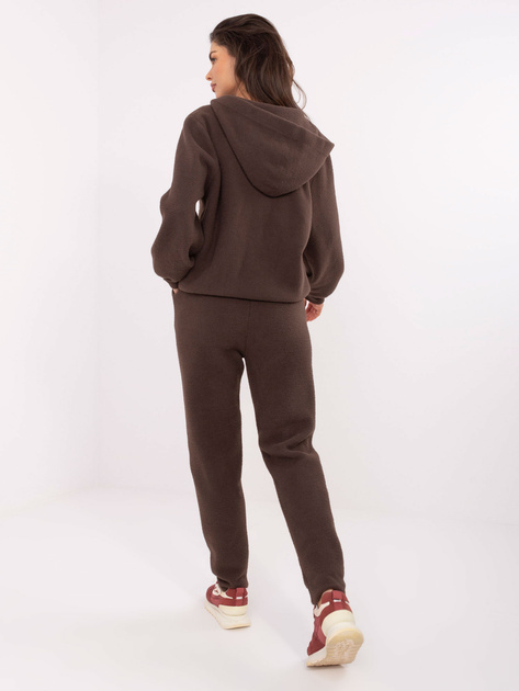 Brązowy swetrowy komplet z rozpinaną bluzą