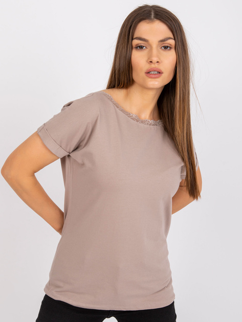 Ciemnobeżowa bluzka z dekoltem na plecach Salma RUE PARIS