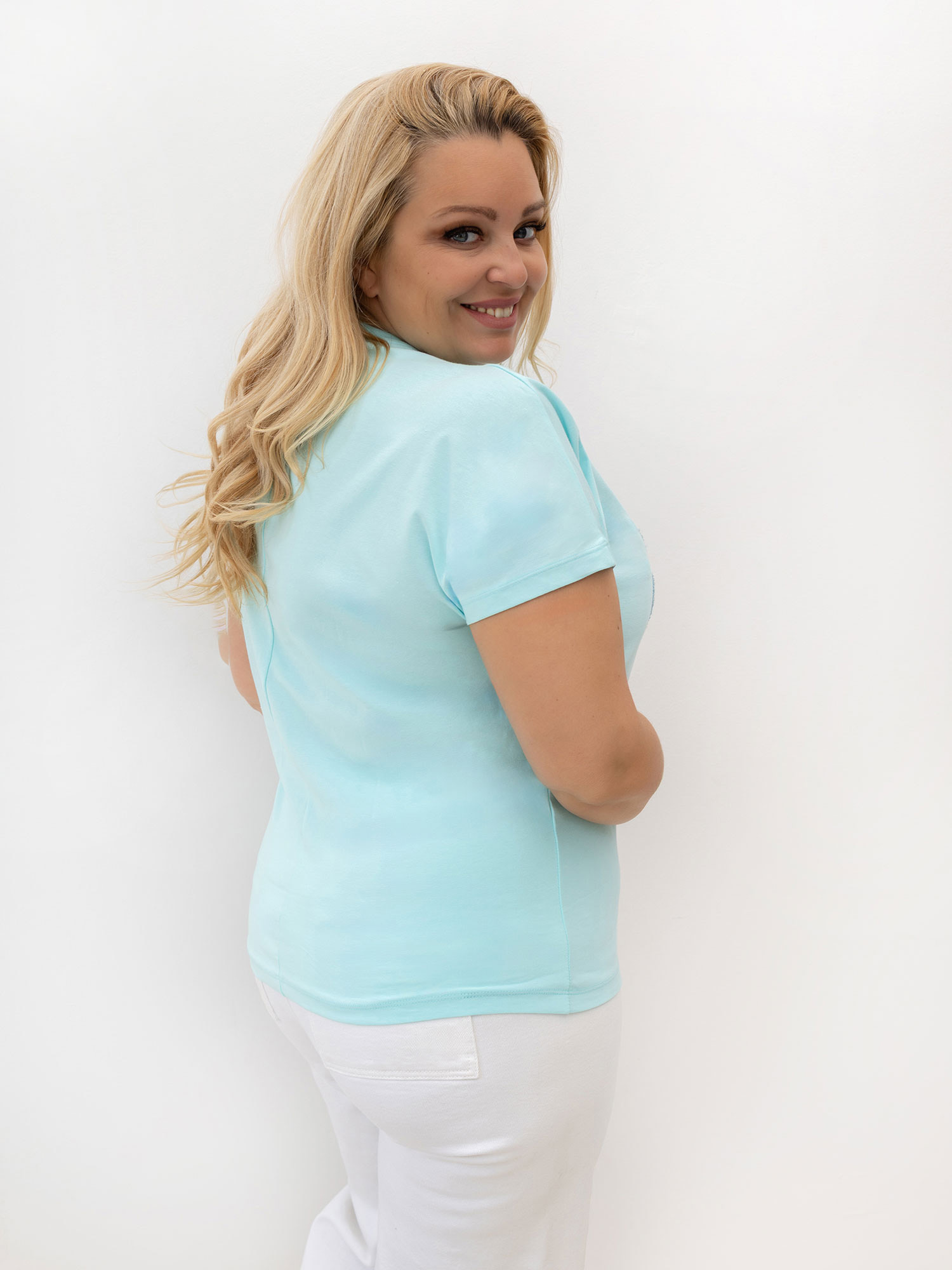 Menta ženski majica plus size iz bombaža.