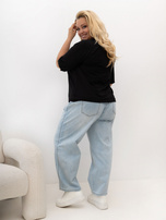 Černé tričko plus size s abstraktním vzorem.
