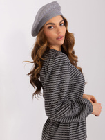Online wholesale gray women's beret with rhinestones.