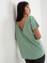 Hurtownia Pistacjowy luźny t-shirt basic z bawełny Fire