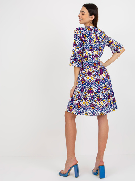 Hurt Fioletowa luźna sukienka we wzory z falbaną SUBLEVEL