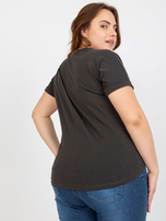 Khaki t-shirt plus size z krótkim rękawem