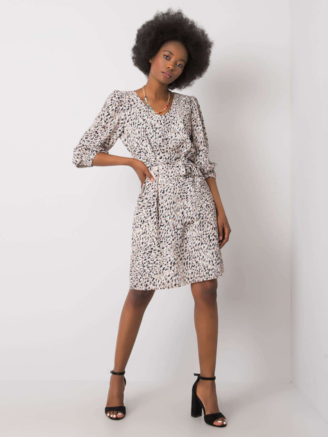 Beżowa sukienka z printami Jianna