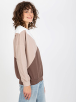 Hurt weiß-brauner Baumwollbasic-Pullover ohne Kapuze.
