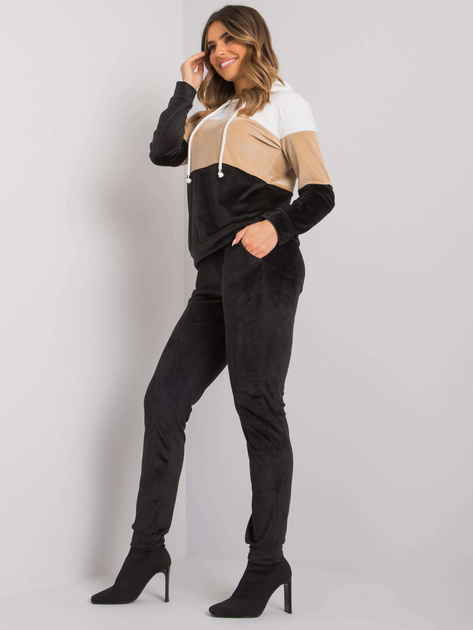 Czarno-biały komplet welurowy ze spodniami Dilva RUE PARIS