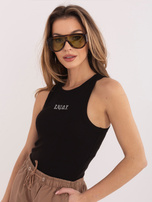 Czarny prążkowany top bezrękawnik z bawełny SUBLEVEL 
