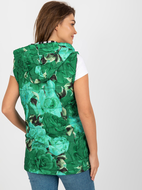 Hurt Zielona damska kamizelka puchowa z kapturem