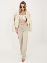 Ciemnobeżowa damska bluzka z krótkim rękawem RUE PARIS