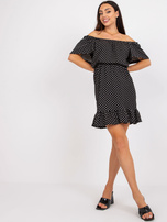 Czarna sukienka z printami w groszki RUE PARIS