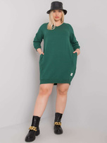 Dunkelgrünes Baumwollkleid in Übergröße Karissa.