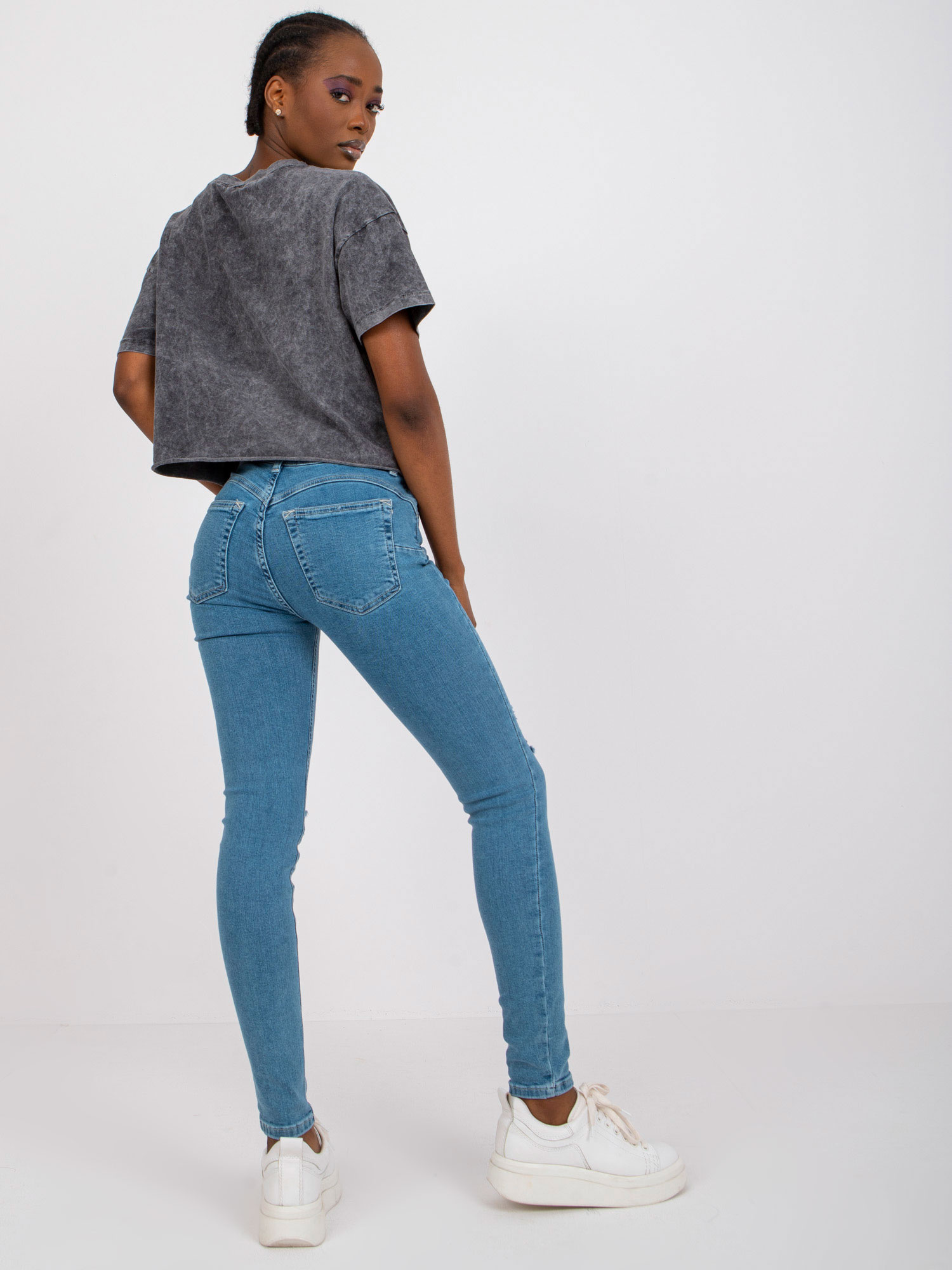 Modre ženske jeans hlače skinny RUE PARIS.