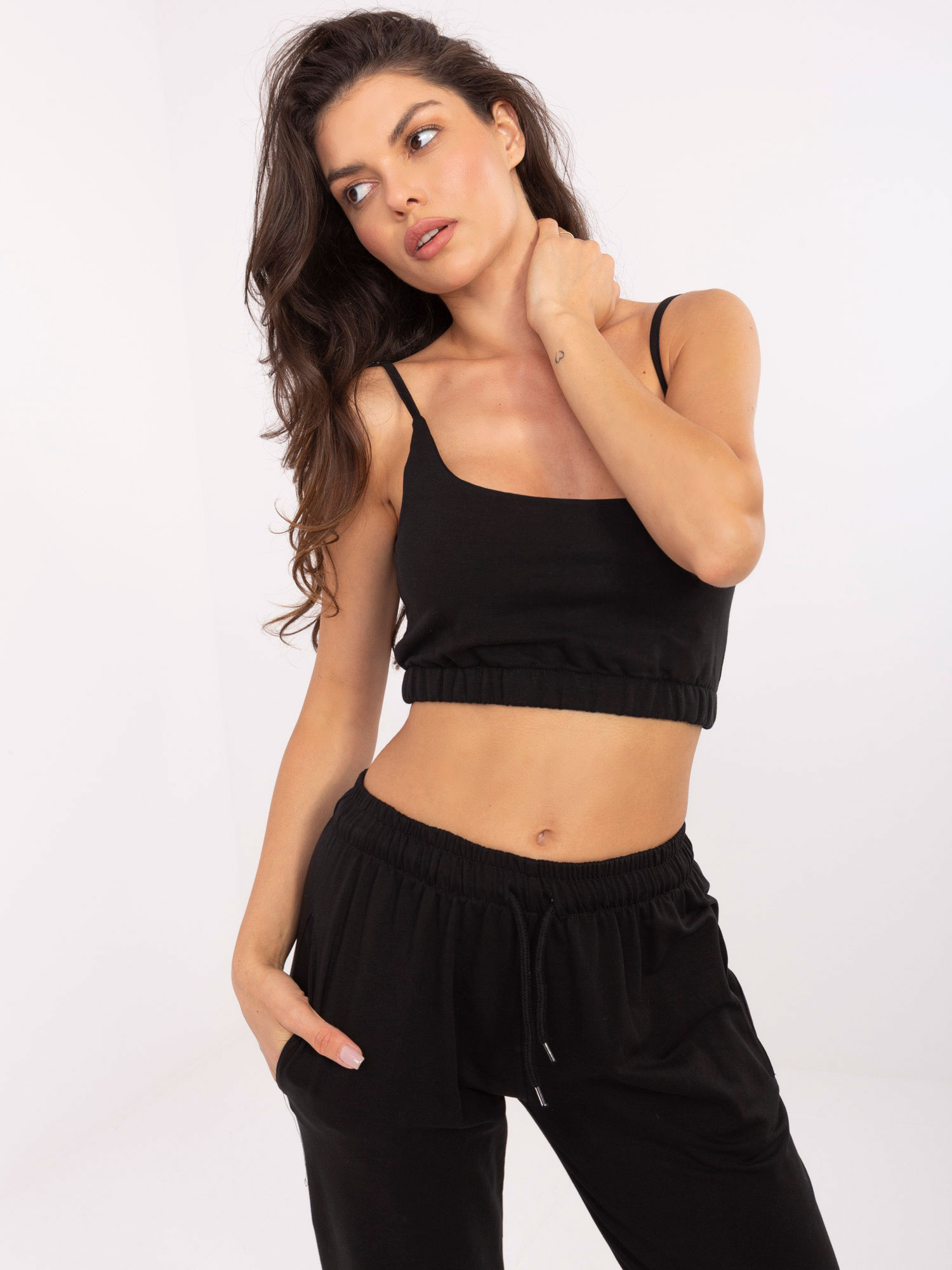 Black tracksuit set with crop top Mado.