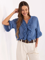 Brudnoniebieska letnia koszula z rękawem 3/4