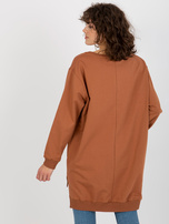 Hurt Jasnobrązowo-różowa długa bluza oversize z napisem 