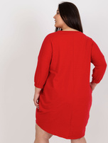 Hurt Czerwona dresowa sukienka plus size z napisem