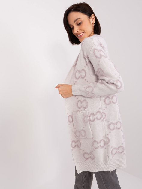 Hurt Jasnofioletowy wzorzysty kardigan z kieszeniami