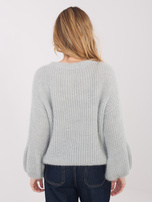 Szary puszysty sweter w jednolitym kolorze