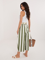 Ecru-khaki damskie kuloty z bawełny