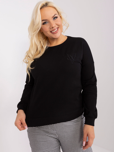 Hurt Czarna damska bluzka plus size z długim rękawem