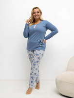 Niebieska piżama plus size z bluzką i spodniami