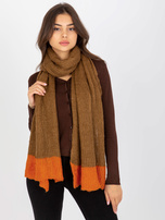 Hurt Camelowo-pomarańczowy dzianinowy szal damski 