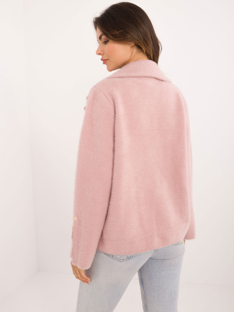 Hurtownia Jasnoróżowa kurtka alpaka typu ramoneska
