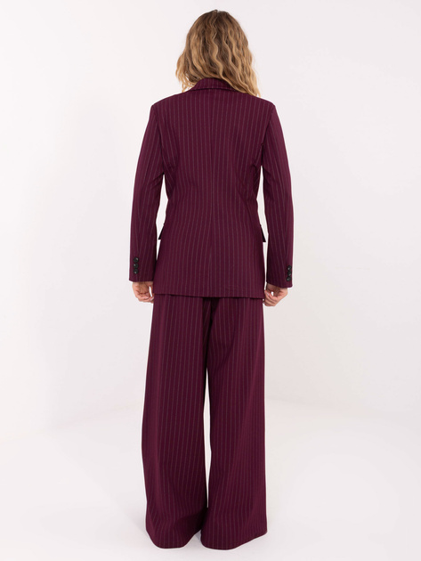 Burgundowa dwurzędowa marynarka w paski RUE PARIS