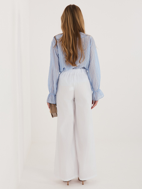 Białe damskie spodnie palazzo z zakładkami RUE PARIS