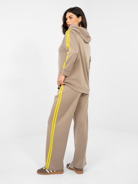 Ciemnobeżowy damski komplet z rozpinaną bluzą RUE PARIS
