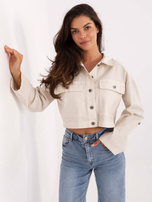 Jasnobeżowa krótka kurtka jeansowa RUE PARIS