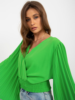 Hurtownia Jasnozielona bluzka wizytowa z plisowaniem