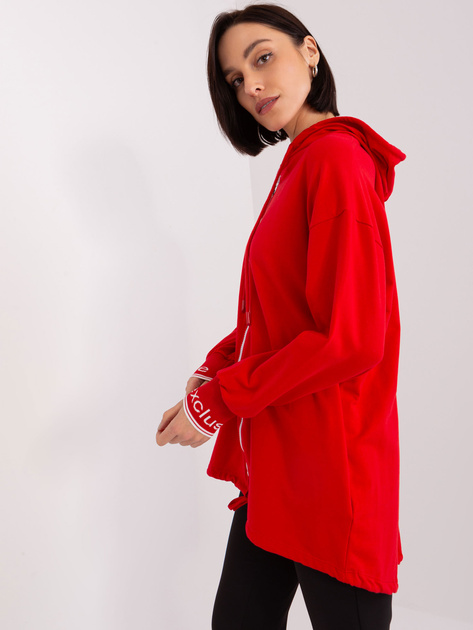 Hurt Czerwona bluza damska na suwak z kapturem