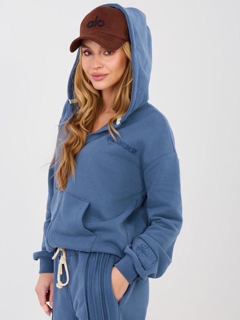 Brudnoniebieska bluza oversize z suwakiem NATURAL SIDE