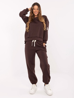 Czekoladowy dresowy komplet z bluzą bez kaptura