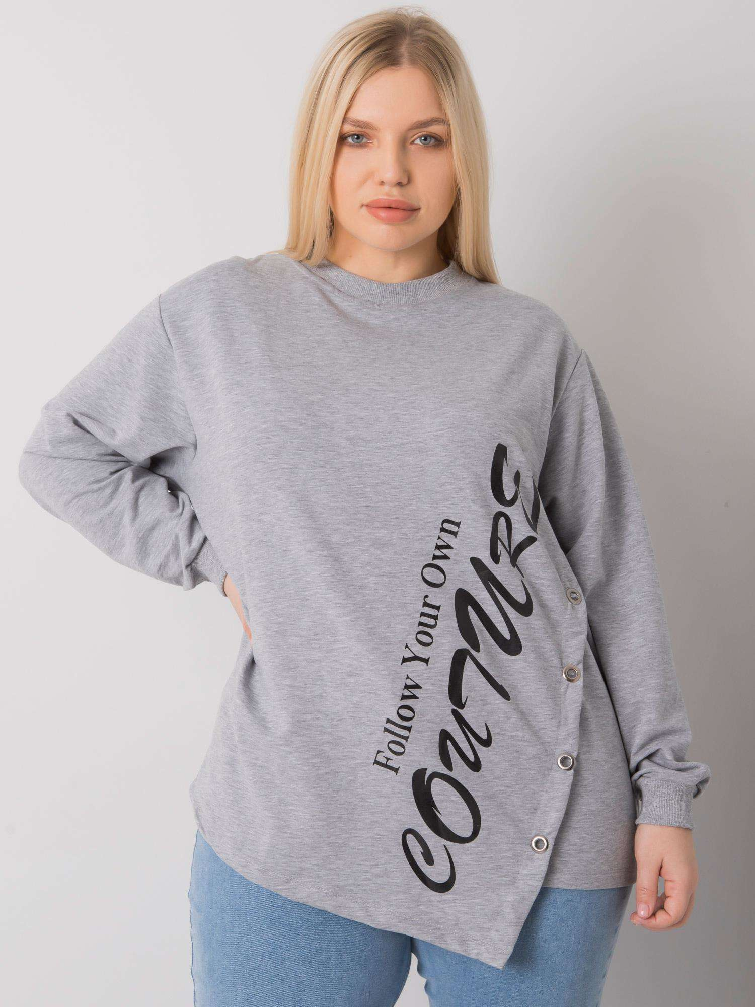 Graue Melange-Asymmetrische Plus-Size-Bluse Elfriede.