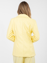 Jasnożółta jednorzędowa marynarka z ekoskóry RUE PARIS 