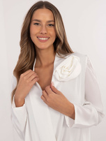 Hurt Biała kopertowa bluzka wizytowa z długim rękawem