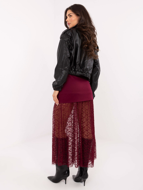 Burgundowa spódnica z koronkowym dołem