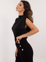 Hurt Czarna wizytowa bluzka z poduszkami na ramionach